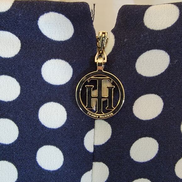 NWT Tommy Hilfiger Navy White Polka Dot 3/4 Sleeve Shift Dress Zip Sz 12 - Picture 6 of 6